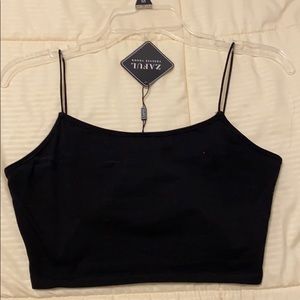 Black spaghetti strap crop top